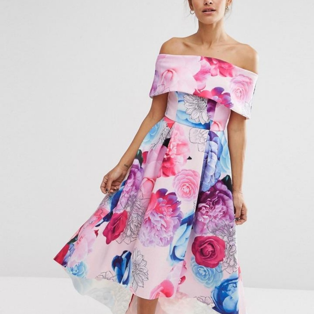 ASOS Floral Bardot Maxi Dress